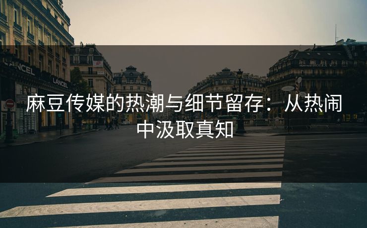 麻豆传媒的热潮与细节留存:从热闹中汲取真知 麻豆传媒的热潮与细节留存:从热闹中汲取真知