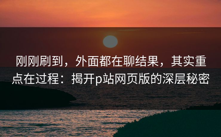 刚刚刷到，外面都在聊结果，其实重点在过程：揭开p站网页版的深层秘密
