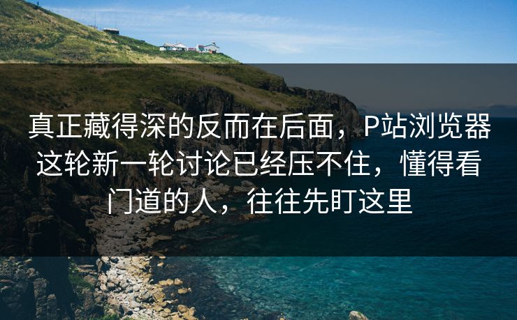 真正藏得深的反而在后面,P站浏览器这轮新一轮讨论已经压不住,懂得看门道的人,往往先盯这里 真正藏得深的反而在后面,P站浏览器这轮新一轮讨论已经压不住,懂得看门道的人,往往先盯这里